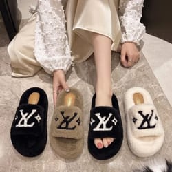 womens furry slippers plush fur slide sandals for home and party