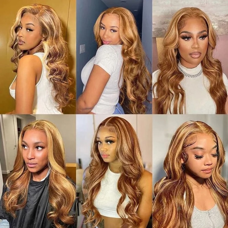 Balayage Blonde 13x6 Lace Front Body Wave Wig HD Synthetic Honey Ombre 7