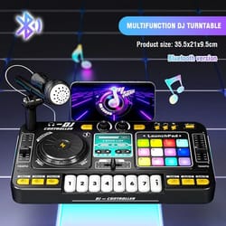 kids dj mixer keyboard with microphone bluetooth dj turntable piano set