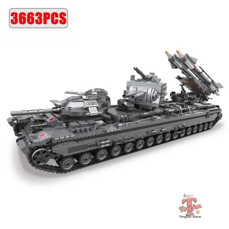 WW2 Soviet KV 2 Tank Building Blocks Military Model DIY Brick Set 1