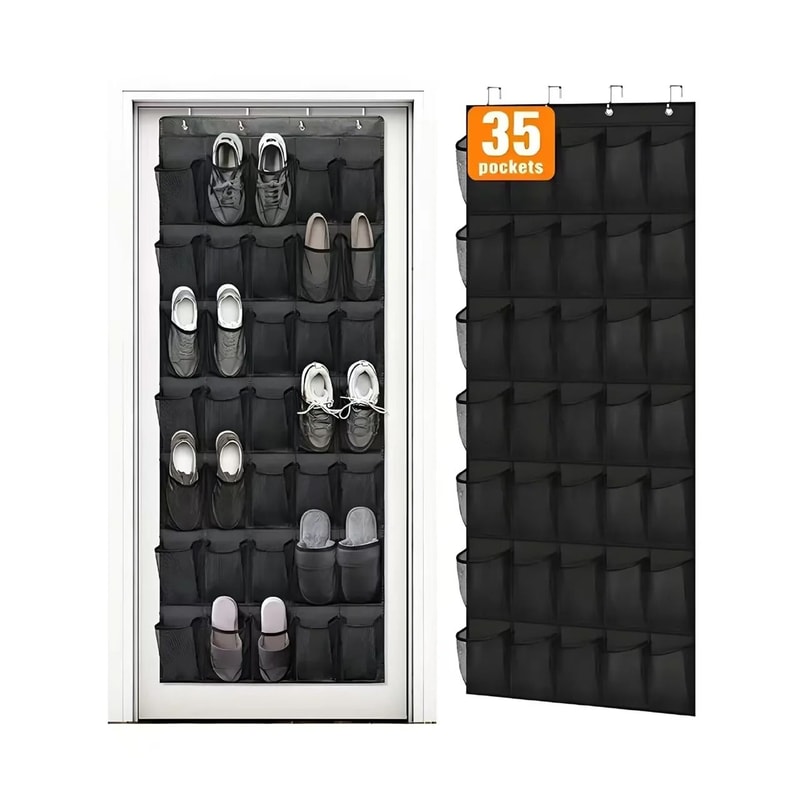Over The Door Shoe Rack Hanging Organizer With Large Mesh Pockets 9