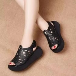 designer soft leather wedge sandals for women retro summer heels