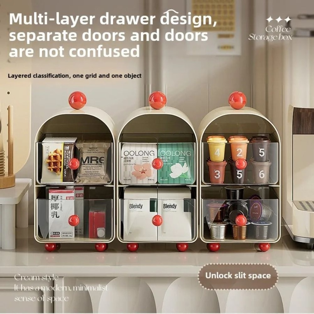 Desktop Coffee Organizer Drawer Tea Bag And Capsule Storage Rack 4