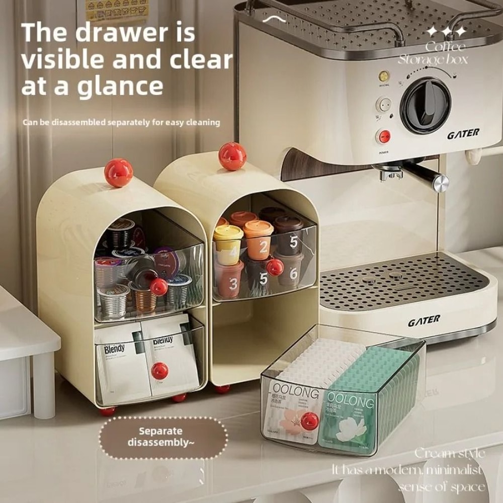Desktop Coffee Organizer Drawer Tea Bag And Capsule Storage Rack 6
