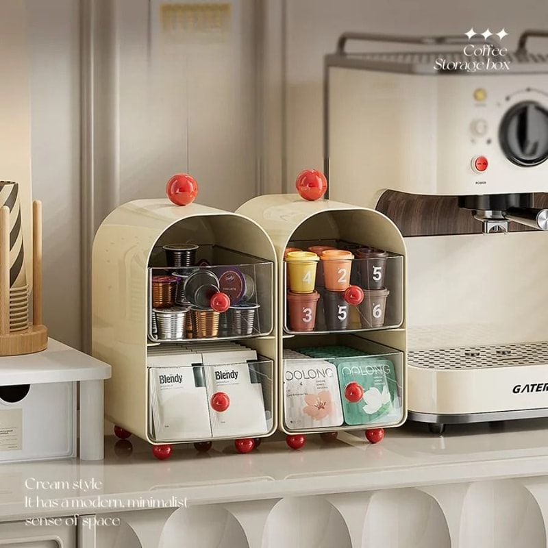 Desktop Coffee Organizer Drawer Tea Bag And Capsule Storage Rack 0