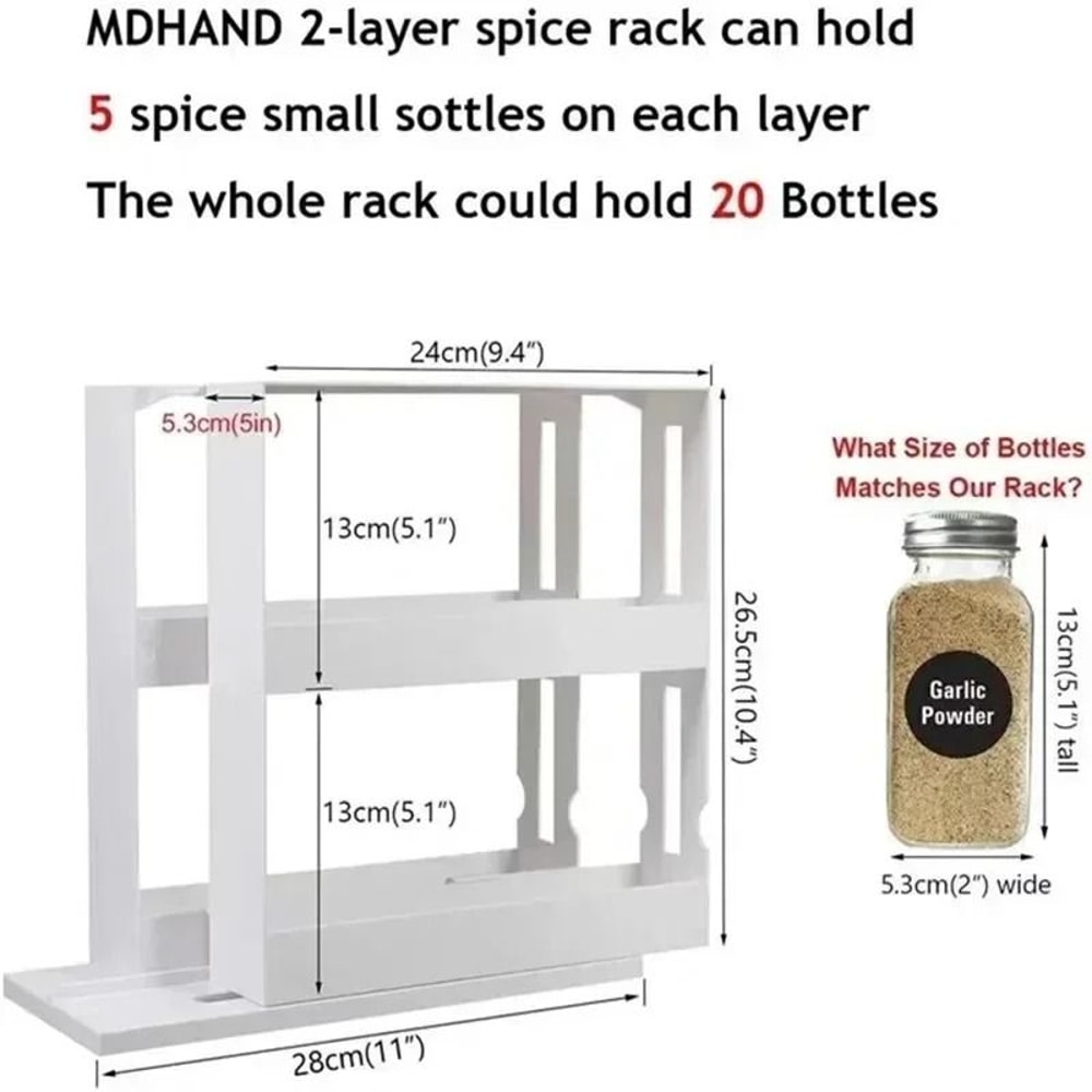 Two Tier Rotating Spice Organizer Rack For Kitchen And Bathroom 1