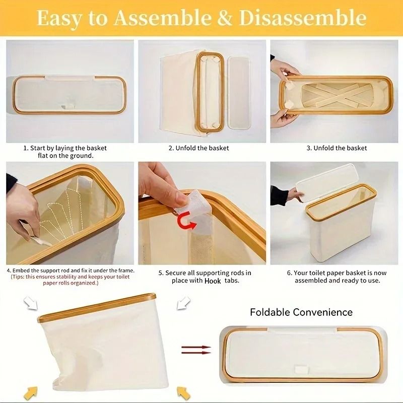 Large Toilet Paper Storage Basket With Lid And Bamboo Frame 5