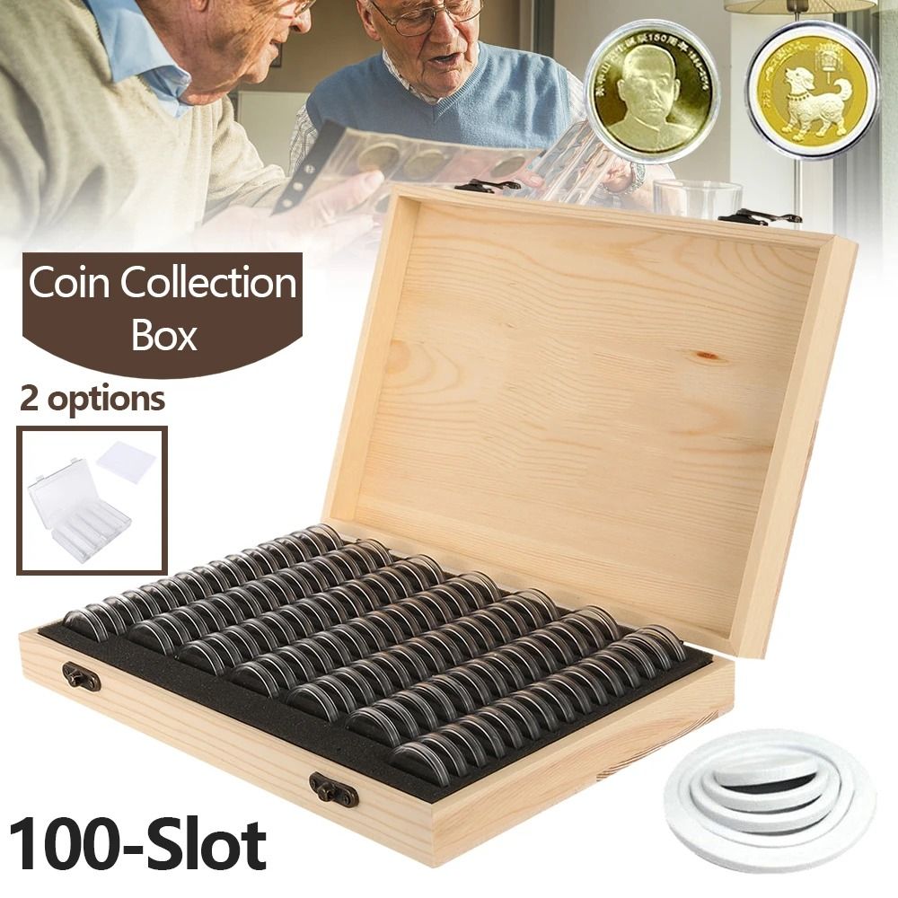 100 Piece Clear Coin Capsule Storage Box Set With Adjustable Pads 7