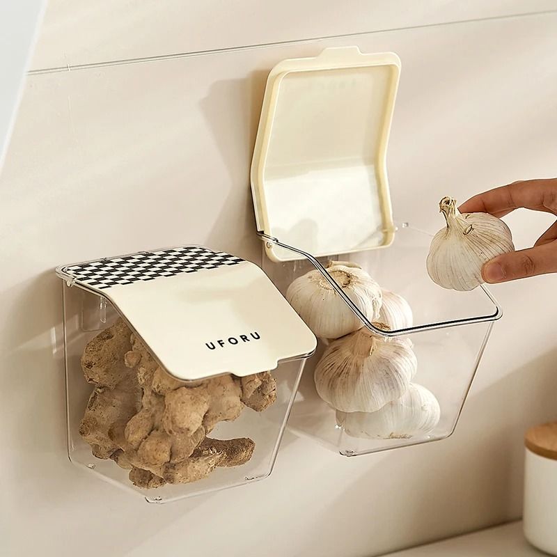 Wall Mounted Onion And Garlic Storage Box With No Drill Installation 8