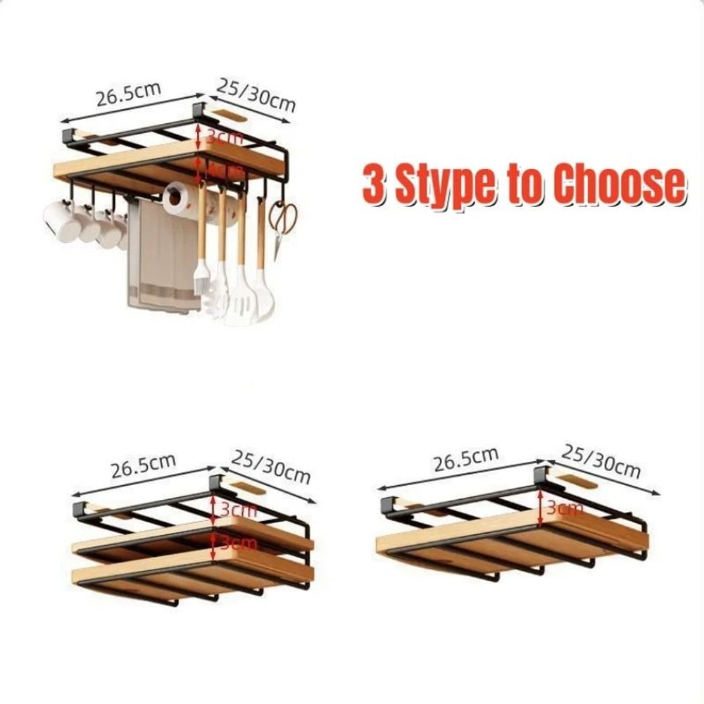 Under Cabinet Hanging Kitchen Organizer Rack With Hooks 4