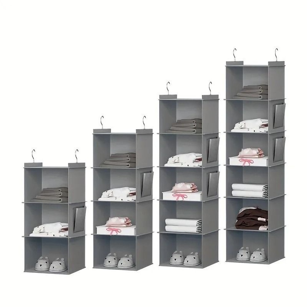 Foldable 6 Shelf Hanging Closet Organizer With Hooks 1
