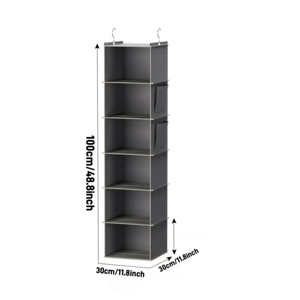 Foldable 6 Shelf Hanging Closet Organizer With Hooks 2