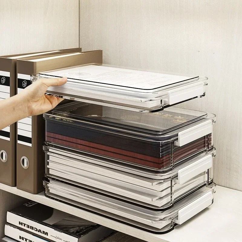 Transparent Acrylic A4 Document Storage Box Dustproof Desktop Organizer 5