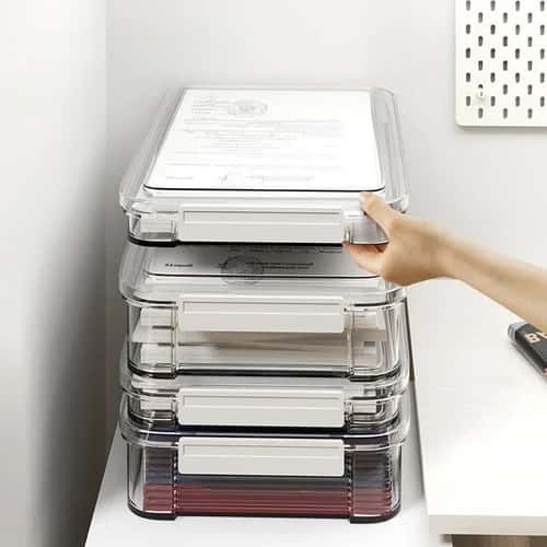 Transparent Acrylic A4 Document Storage Box Dustproof Desktop Organizer