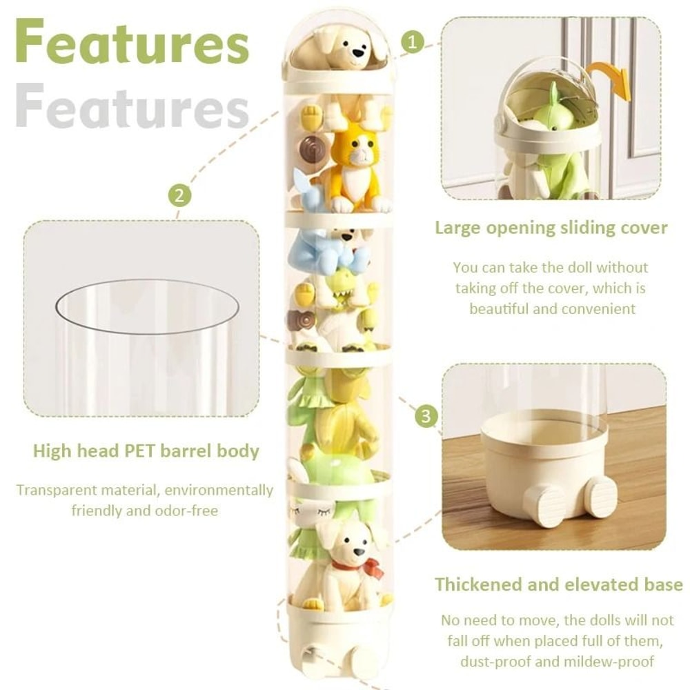 Transparent Plush Toy Storage Tube Organizer For Dolls And Stuffed Animals 5