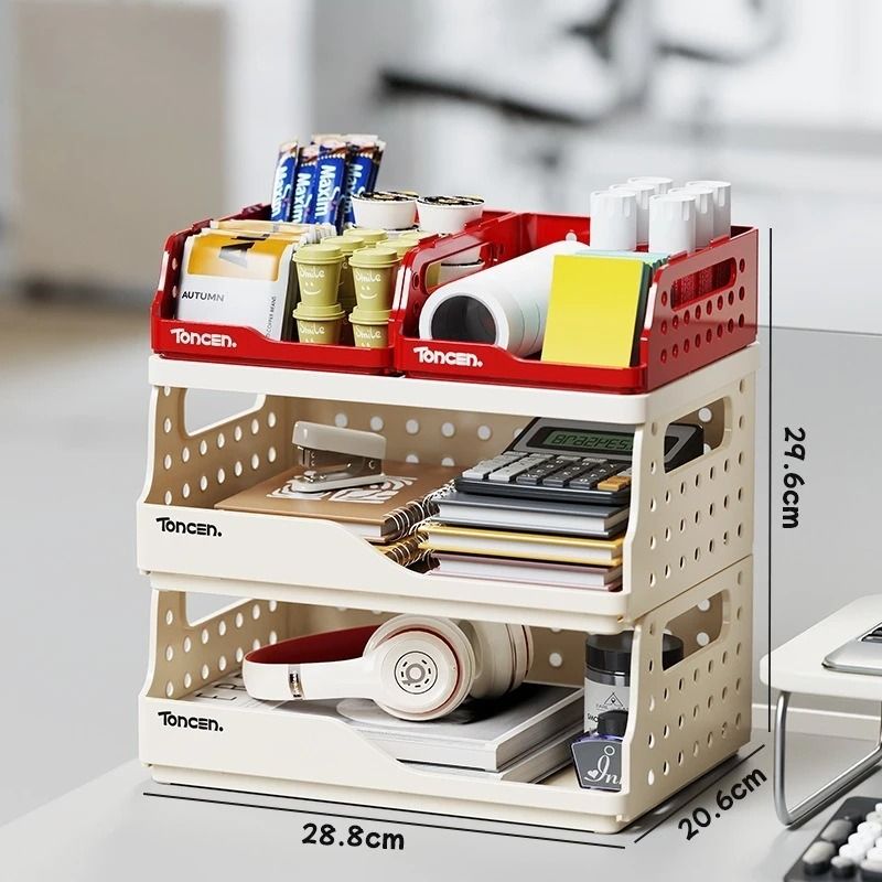 Foldable Desktop Bookshelf Organizer With Pegboard Storage Rack 13