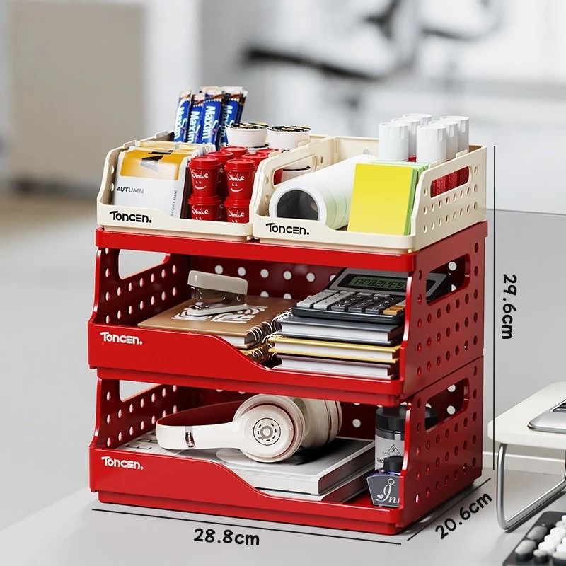 Foldable Desktop Bookshelf Organizer With Pegboard Storage Rack 15