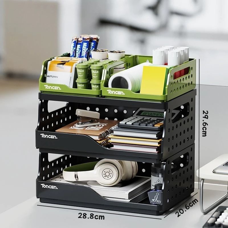 Foldable Desktop Bookshelf Organizer With Pegboard Storage Rack 14