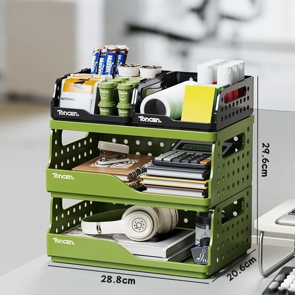 Foldable Desktop Bookshelf Organizer With Pegboard Storage Rack 16