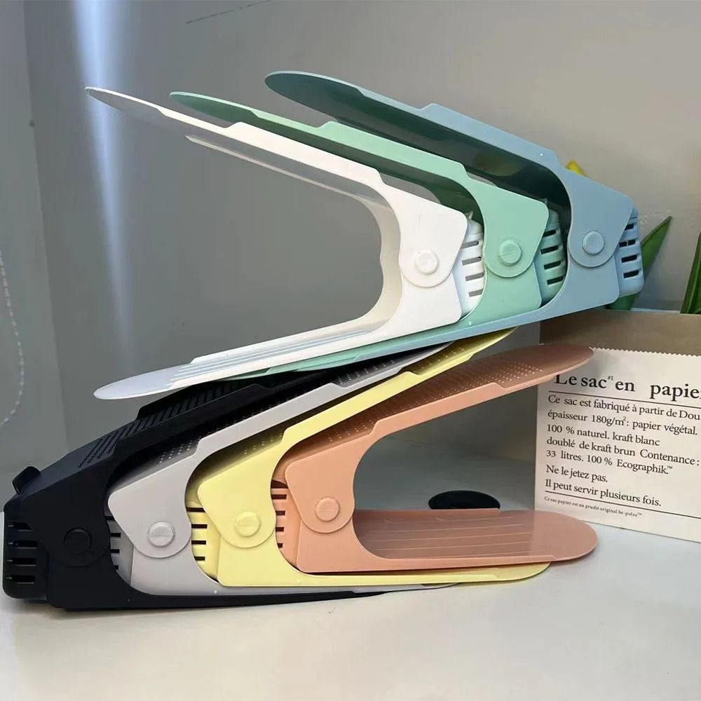 Adjustable Double Layer Shoe Rack Space Saving Plastic Shoe Organizer 3