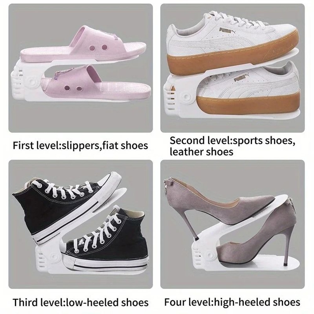 Adjustable Double Layer Shoe Rack Space Saving Plastic Shoe Organizer 8