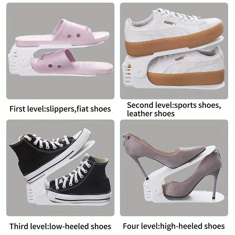 Adjustable Double Layer Shoe Rack Space Saving Plastic Shoe Organizer 8