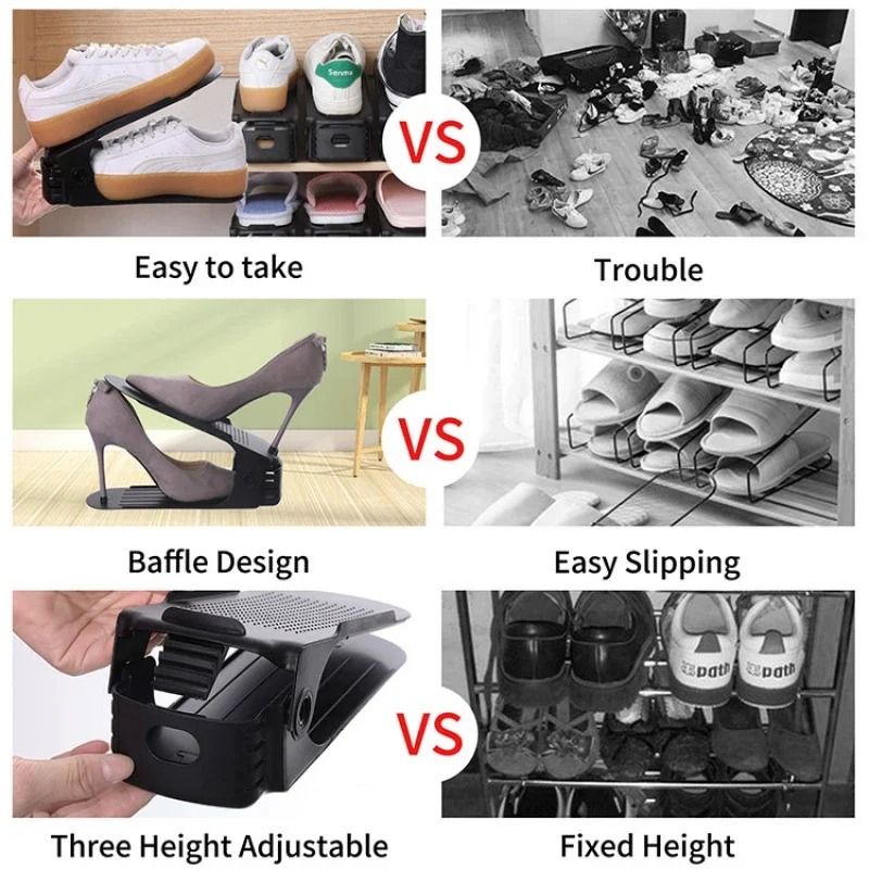 Adjustable Double Layer Shoe Rack Space Saving Plastic Shoe Organizer 13