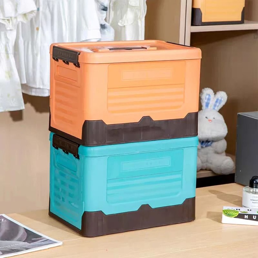Large Foldable Storage Box With Lid Multifunction Plastic Organizer Basket 12