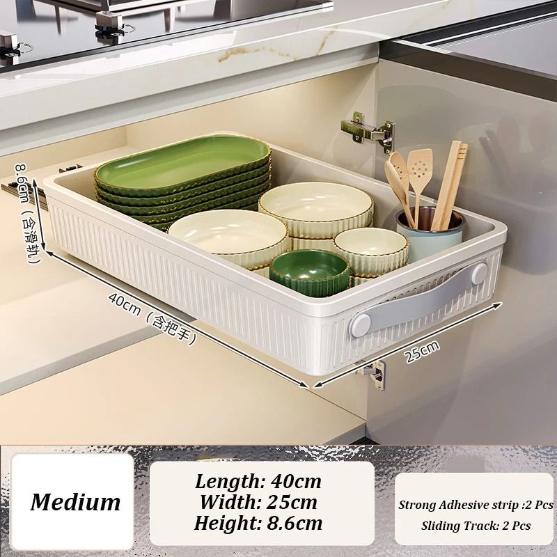 Pull Out Sliding Cabinet Organizer Tray With Handle And Rail 1