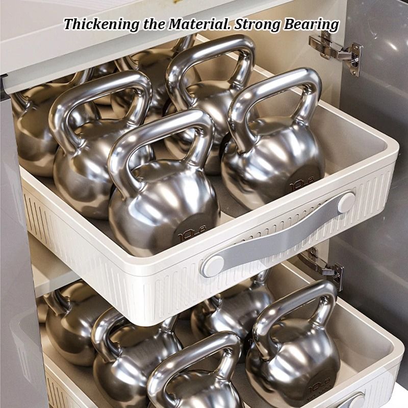 Pull Out Sliding Cabinet Organizer Tray With Handle And Rail 7