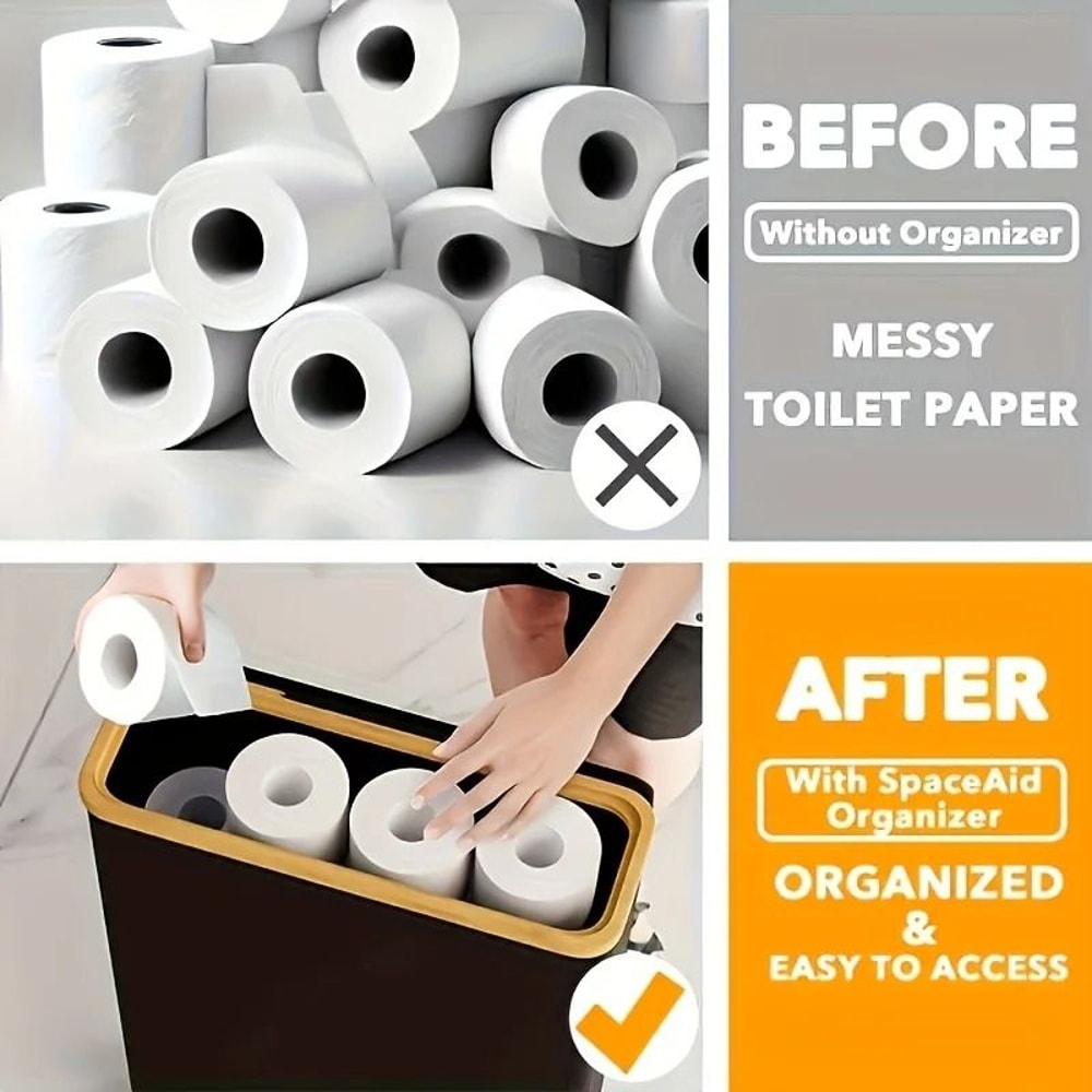 Foldable Bamboo Toilet Paper Storage Box With Anti Slip Base 4