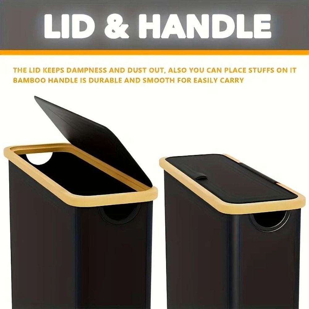 Foldable Bamboo Toilet Paper Storage Box With Anti Slip Base 5