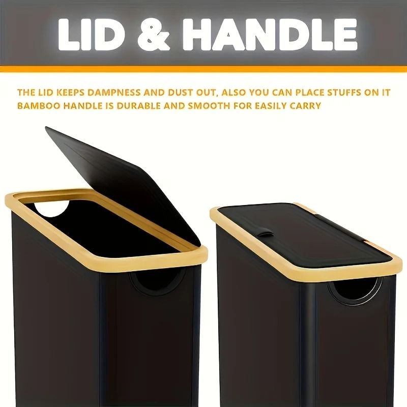 Foldable Bamboo Toilet Paper Storage Box With Anti Slip Base 5