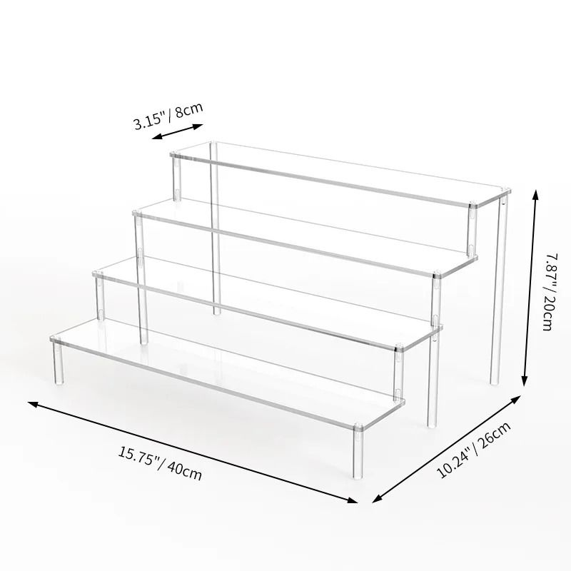 Multi Layer Acrylic Display Stand Transparent Trapezoid Shelf 12