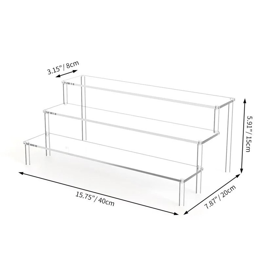 Multi Layer Acrylic Display Stand Transparent Trapezoid Shelf 11