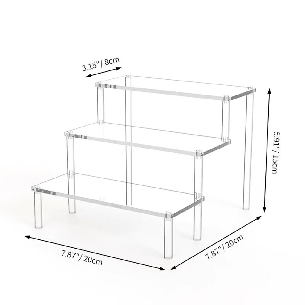Multi Layer Acrylic Display Stand Transparent Trapezoid Shelf 3
