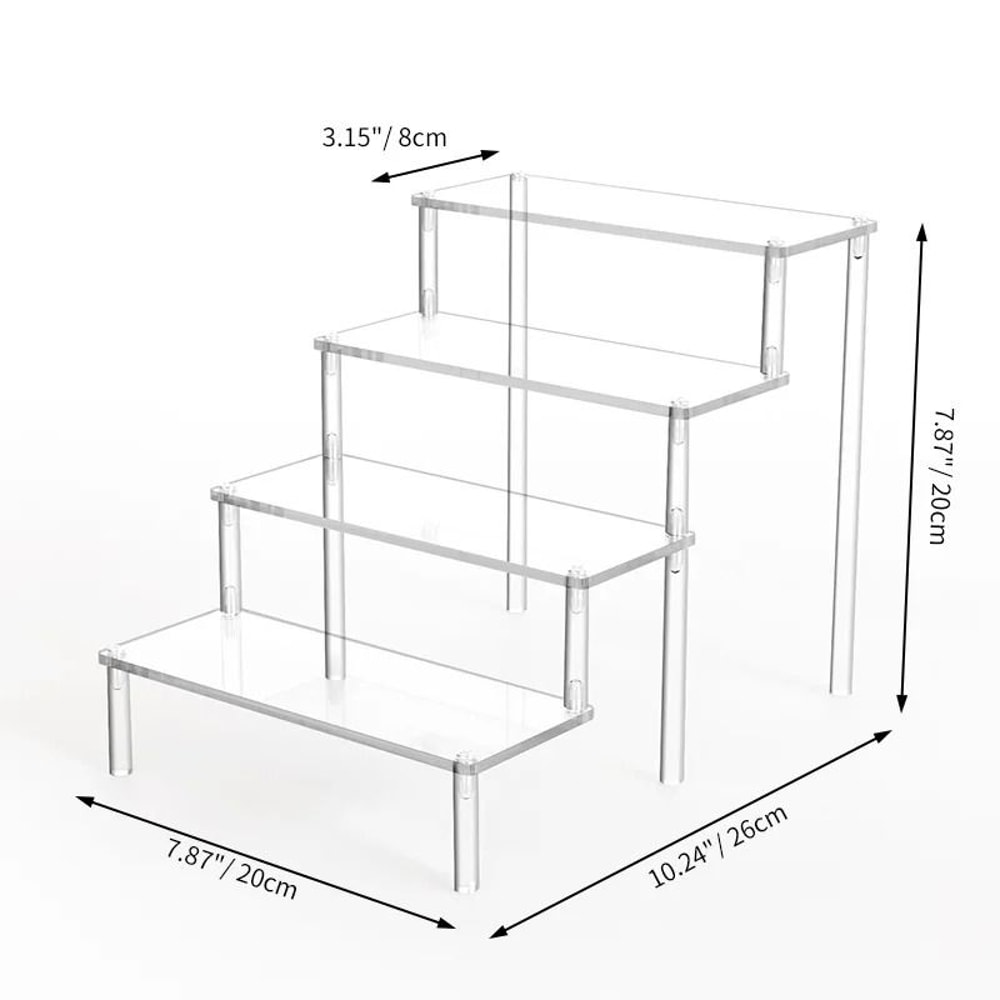 Multi Layer Acrylic Display Stand Transparent Trapezoid Shelf 4