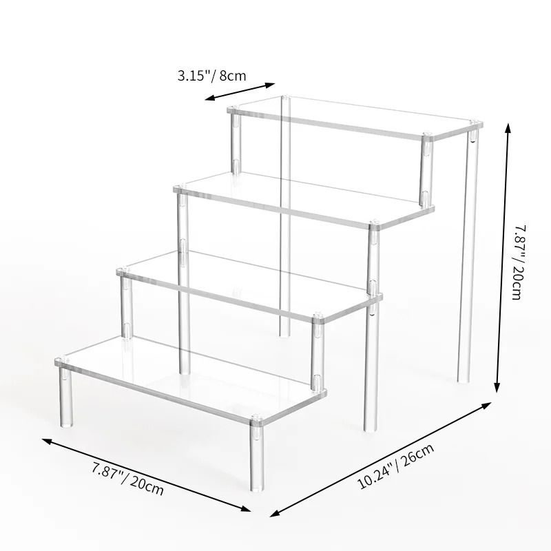 Multi Layer Acrylic Display Stand Transparent Trapezoid Shelf 4