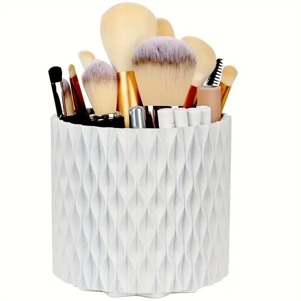 360 Rotating Makeup Brush Holder Organizer With 5 Slot Storage 2
