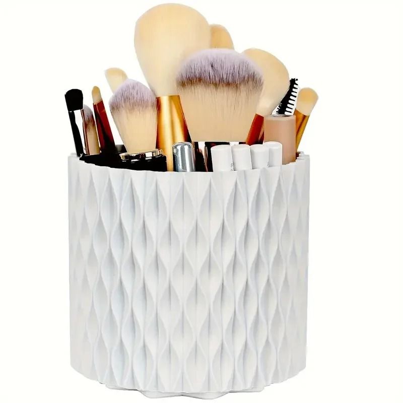 360 Rotating Makeup Brush Holder Organizer With 5 Slot Storage 2
