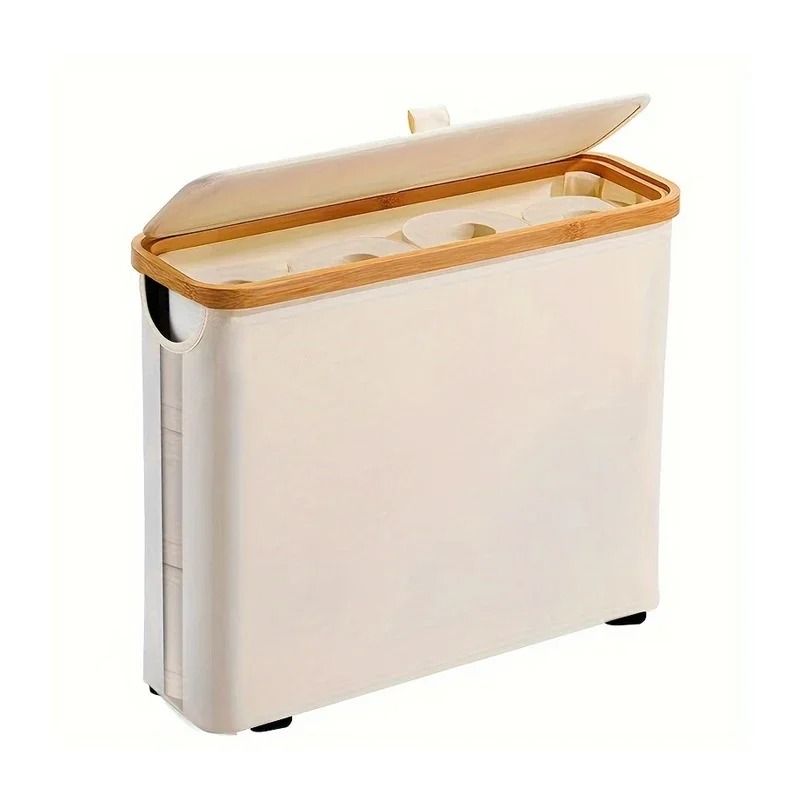 Foldable Bathroom Toilet Paper Storage Basket With Cover 3
