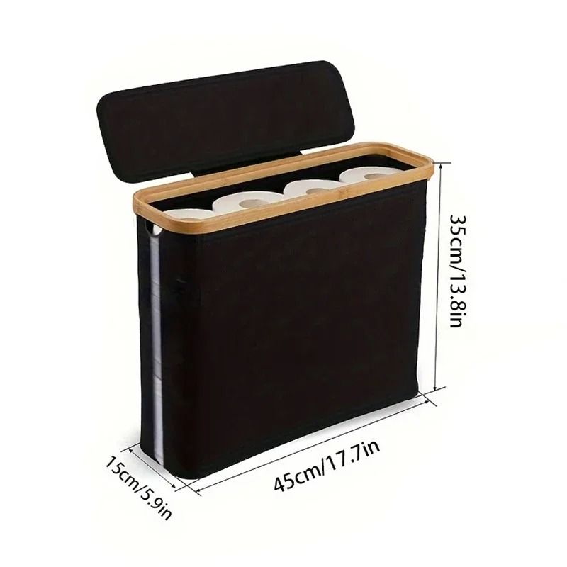 Foldable Bathroom Toilet Paper Storage Basket With Cover 8
