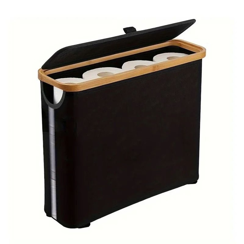 Foldable Bathroom Toilet Paper Storage Basket With Cover 2