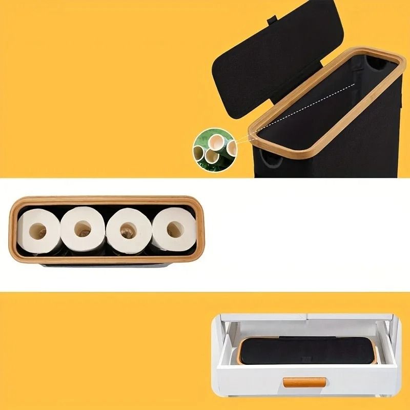 Foldable Bathroom Toilet Paper Storage Basket With Cover 9