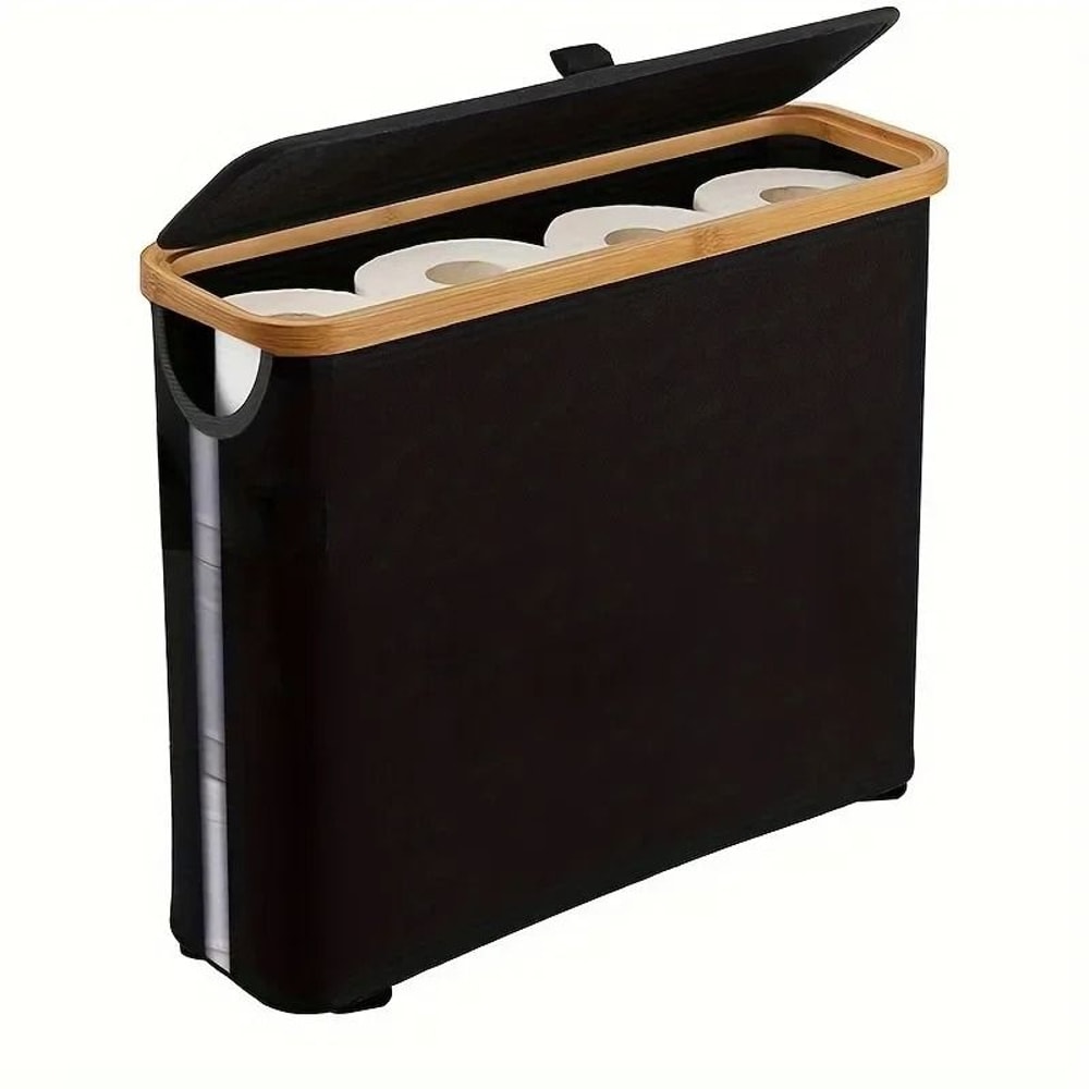 Foldable Bathroom Toilet Paper Storage Basket With Cover 6