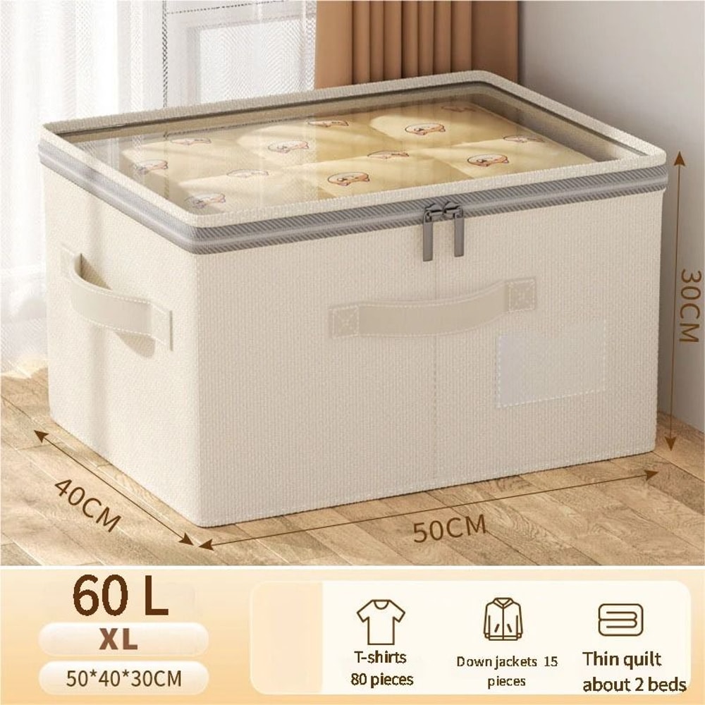 Large Capacity Clothing Storage Box With Lid Foldable Wardrobe Organizer 4