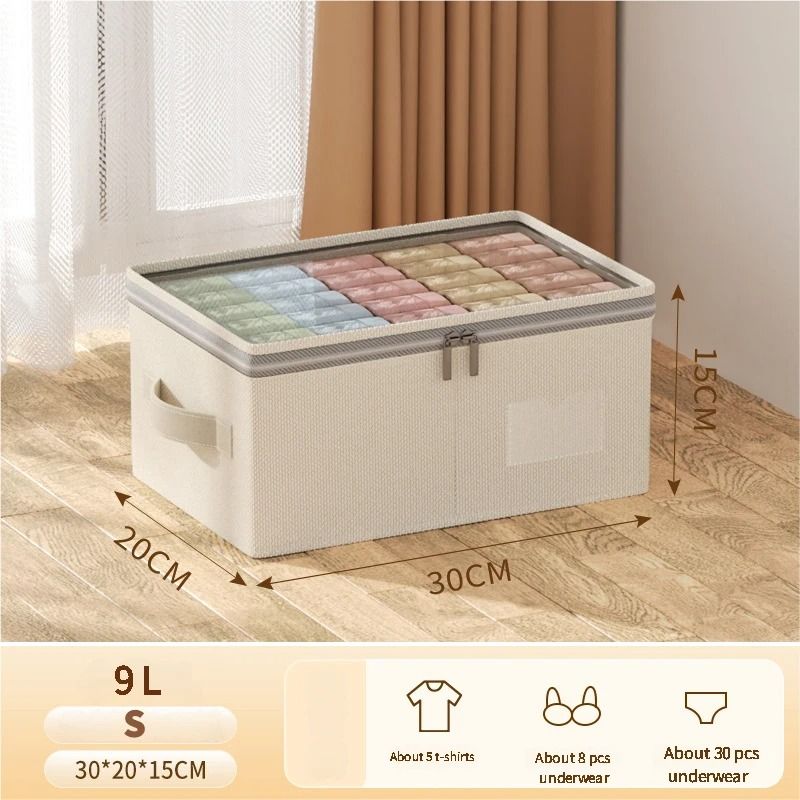 Large Capacity Clothing Storage Box With Lid Foldable Wardrobe Organizer 1