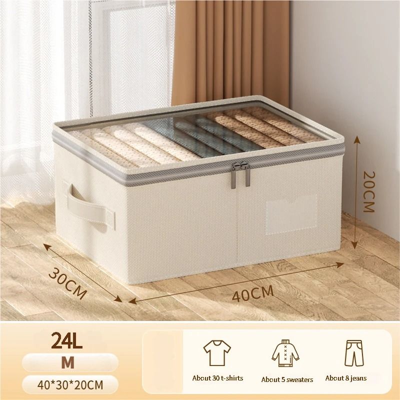 Large Capacity Clothing Storage Box With Lid Foldable Wardrobe Organizer 2