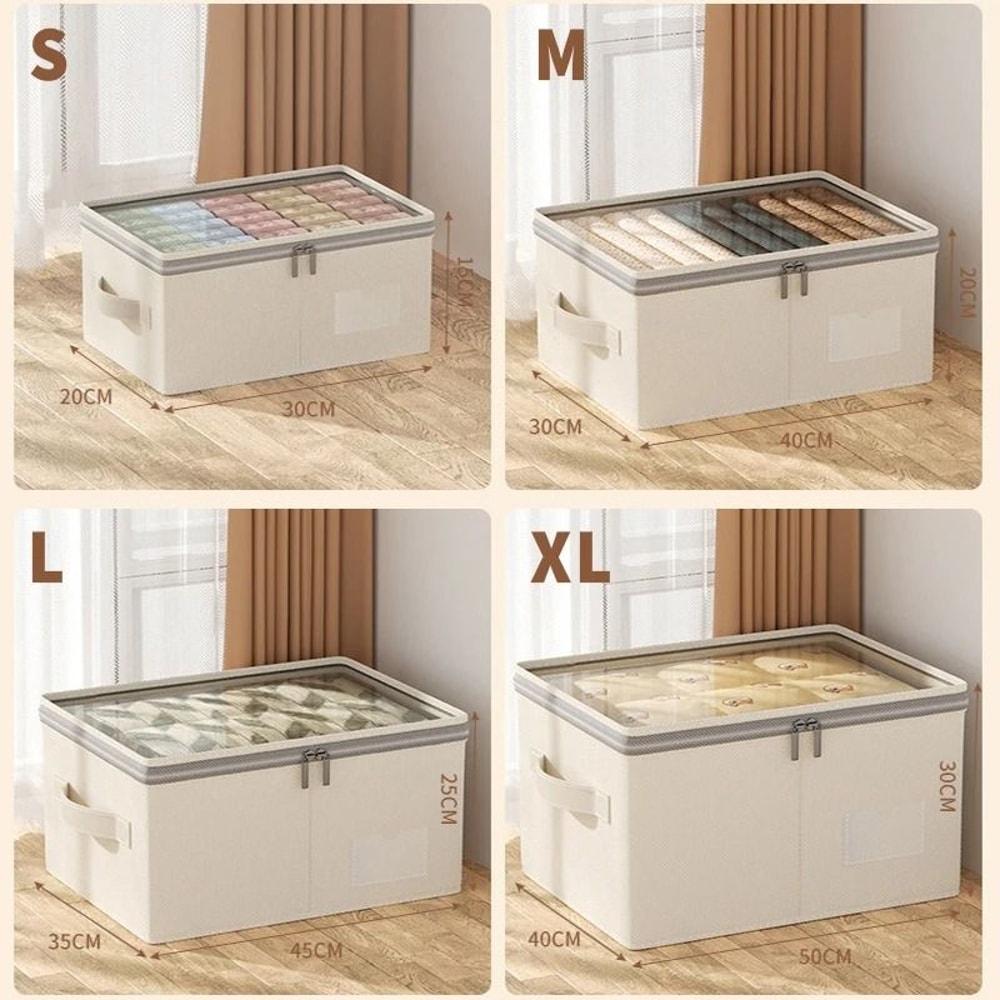 Large Capacity Clothing Storage Box With Lid Foldable Wardrobe Organizer 0