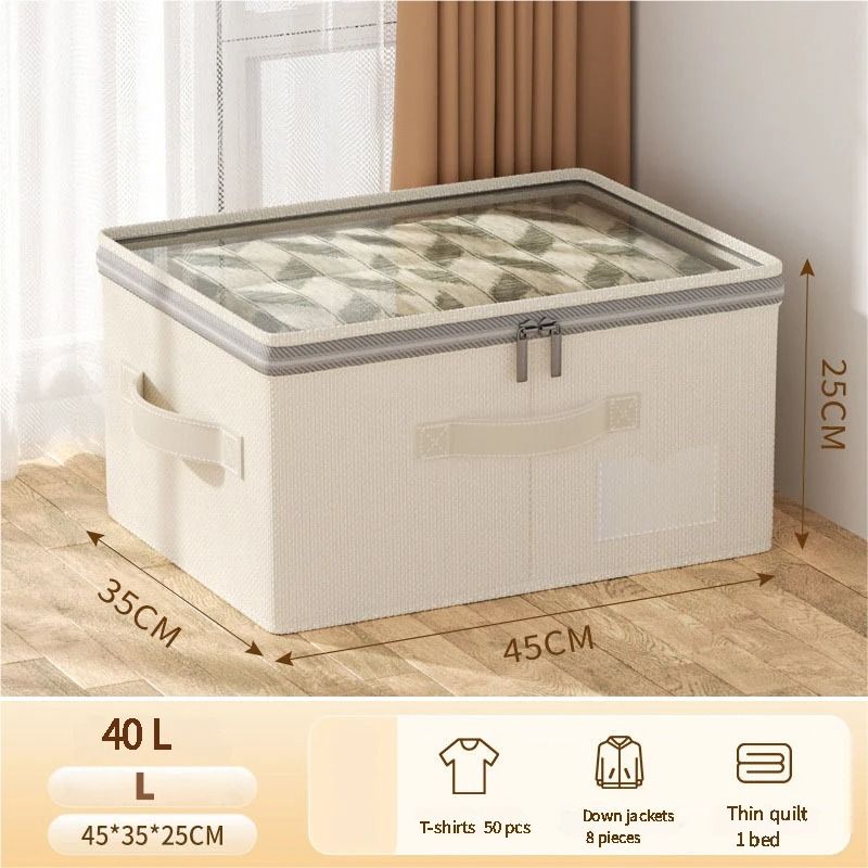 Large Capacity Clothing Storage Box With Lid Foldable Wardrobe Organizer 3
